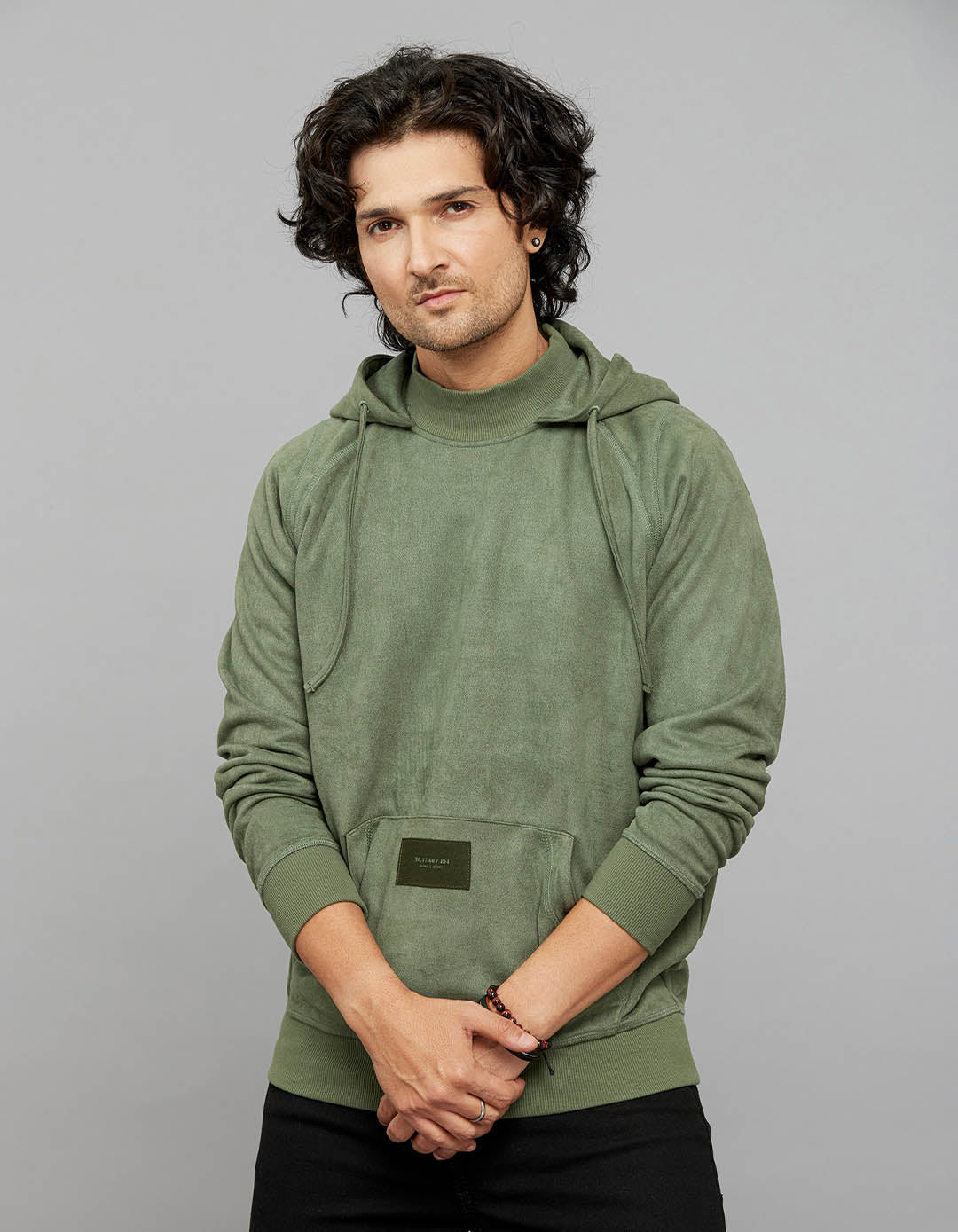 Moss Green Full Sleeves Hoodie